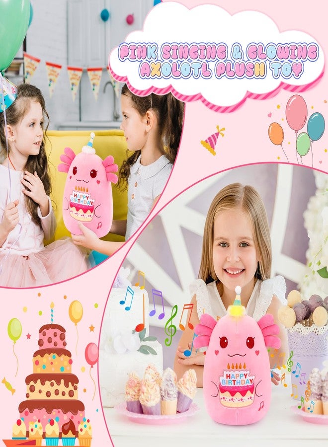 Prewplam Birthday Axolotl Plush Toy,Happy Birthday Singing & Glowing Axolotl Stuffed Animal Singing Toy,Gifts Party Decoration for Kids Boys Girls - Image 4